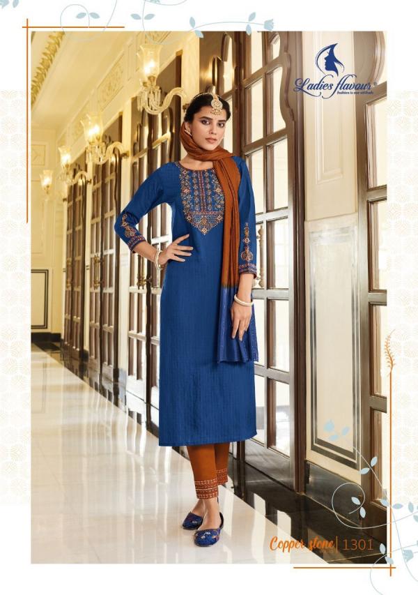 Ladies Flavour Copper Stone Vol 13  Viscose Kurti With Bottom Dupatta Collection